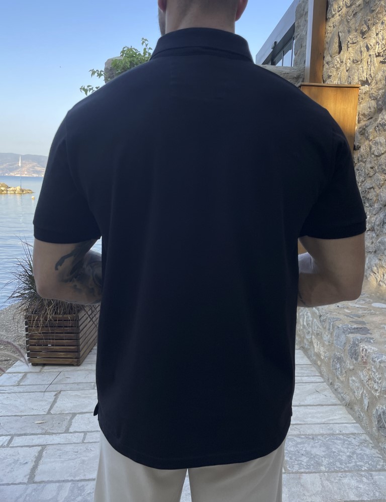 Everbest ανδρική μαύρη πικέ Polo μπλούζα Plus Size 252834 φωτογραφία